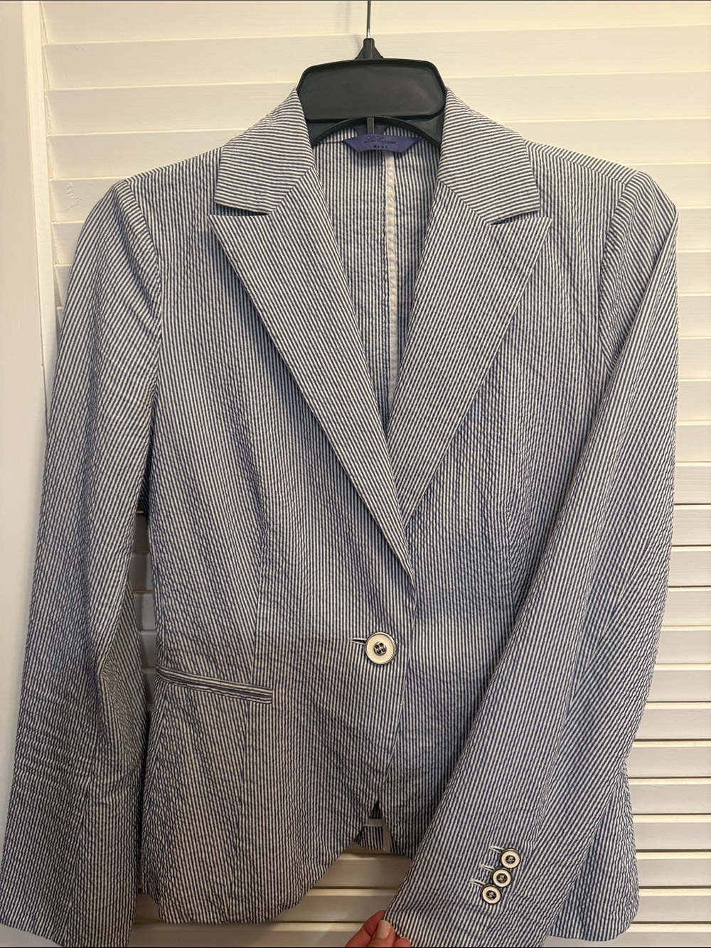 Les Copains Navy and White Striped Blazer